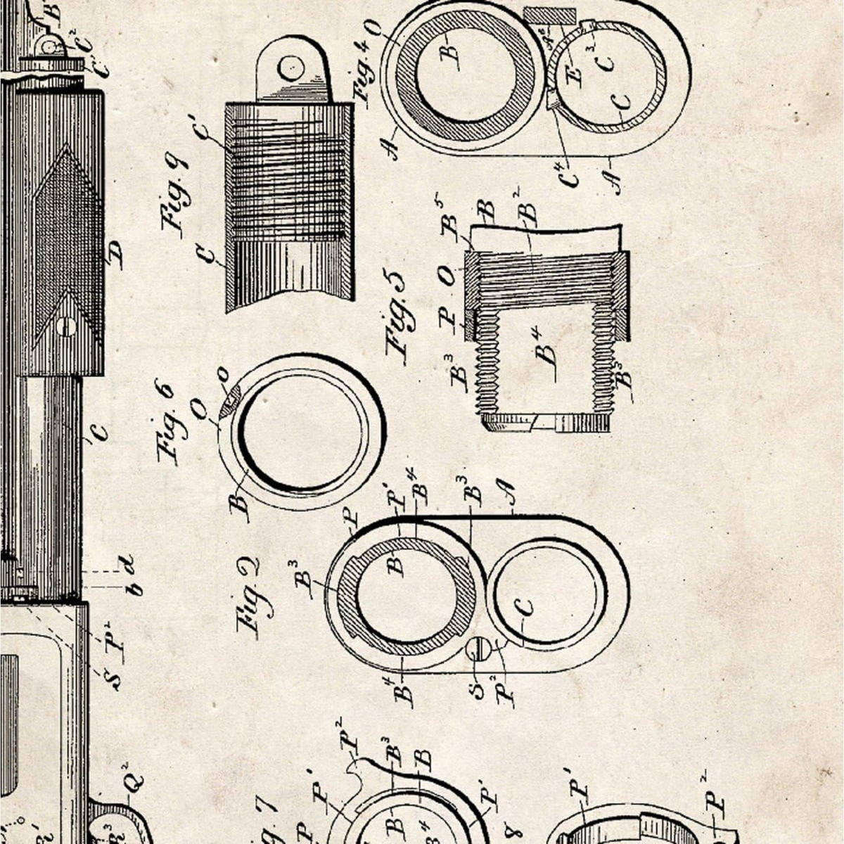 POSTER Set mit 4 Vintage Waffen Patent Größe A4 Rahmenlos - Klar, Papier (21/1/29.7cm) - Nacnic