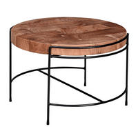 COUCHTISCH Akazie Massivholz/Metall Rund 62x40x62 cm mit Metallbeinen Industrial - Schwarz/Braun, Holz/Metall (62/62/40cm) - KADIMA DESIGN