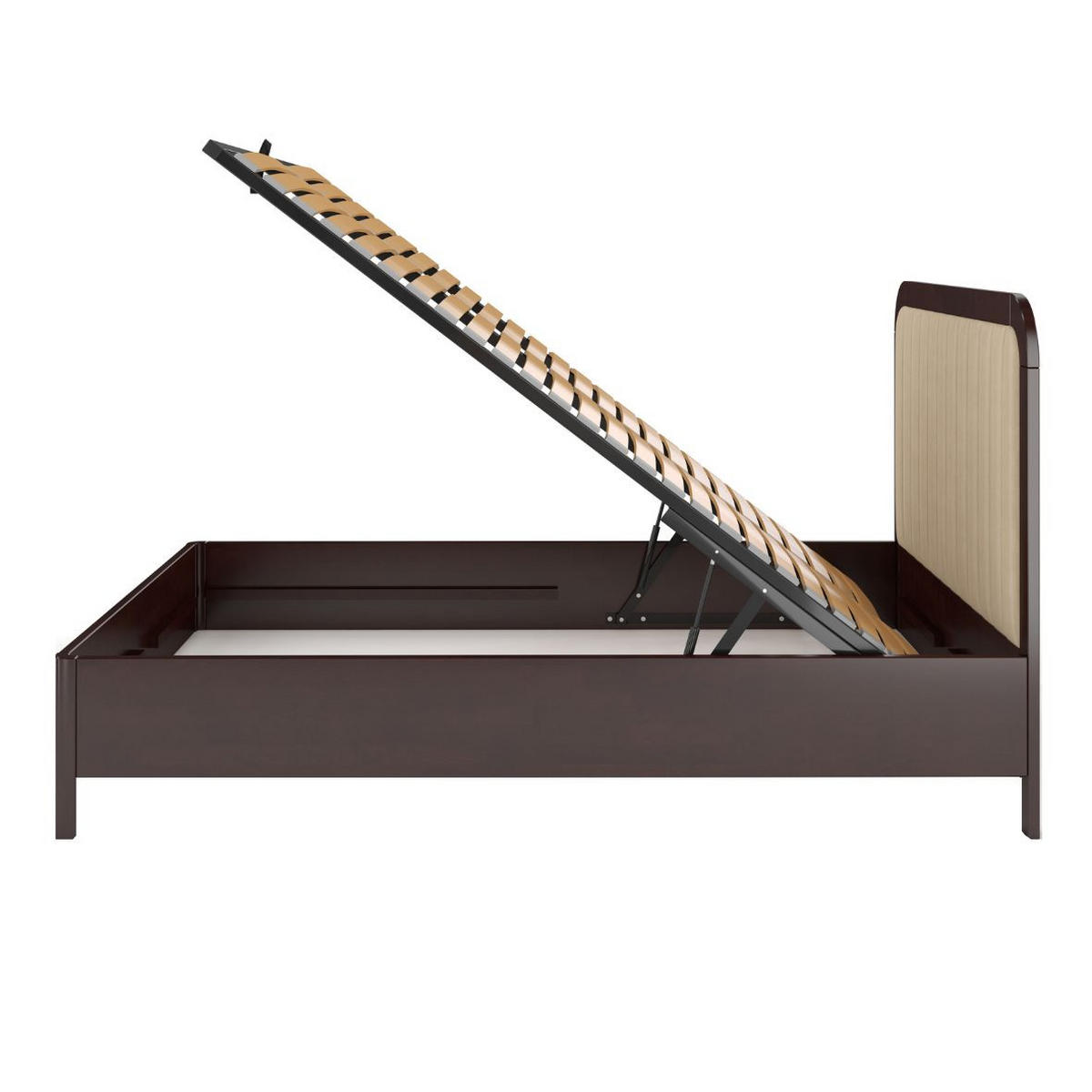 MASSIVHOLZBETT Modena mit Lattenrost und Bettkasten, Buche - lackiert, Palisanderfarbe/Ecru, 180x200 - Ecru/Wengefarben, Holz/Buchenholz (180/200cm) - Visby