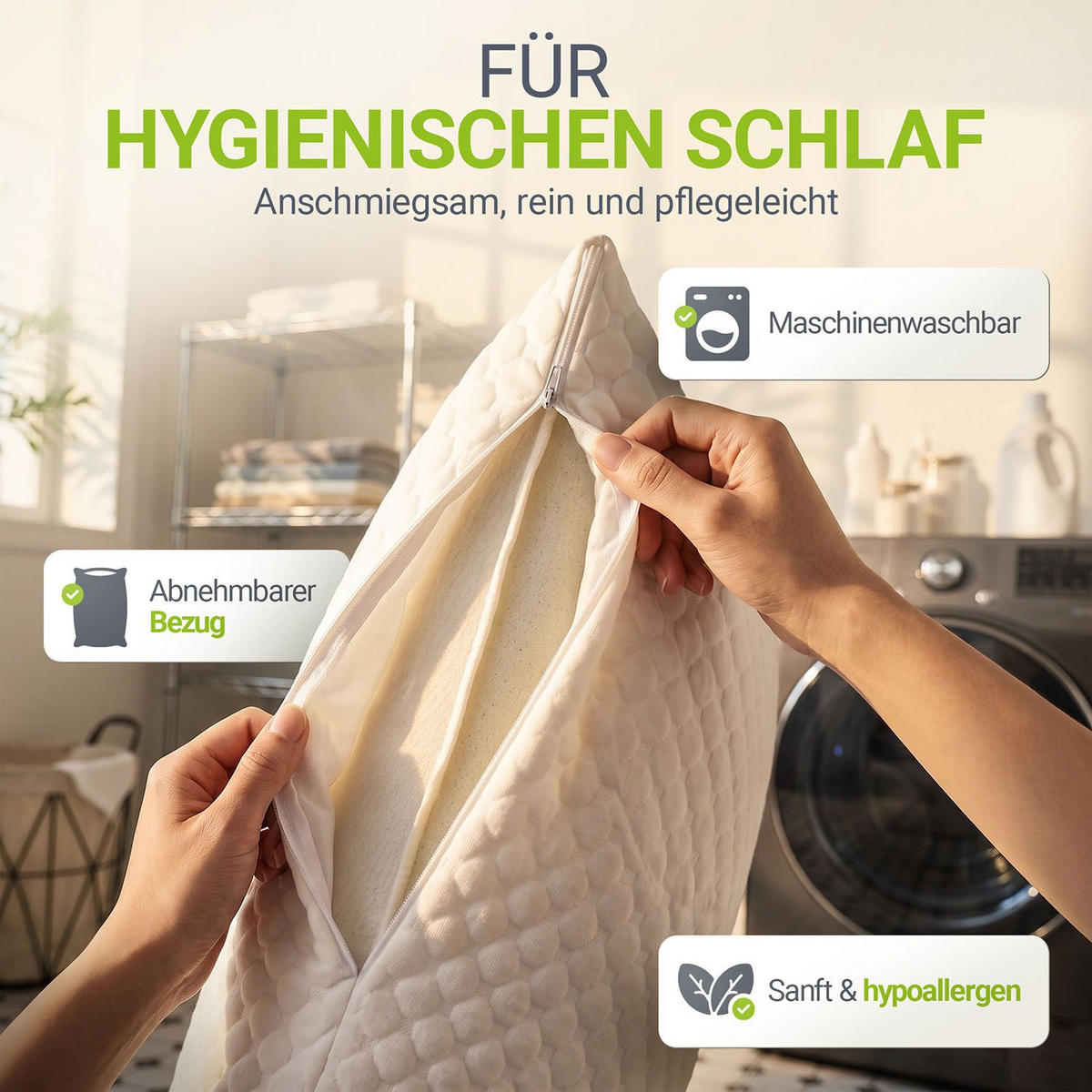 KOPFKISSEN 60x40 cm (2er-Set) - Weiß, Textil (40/60cm) - Juskys