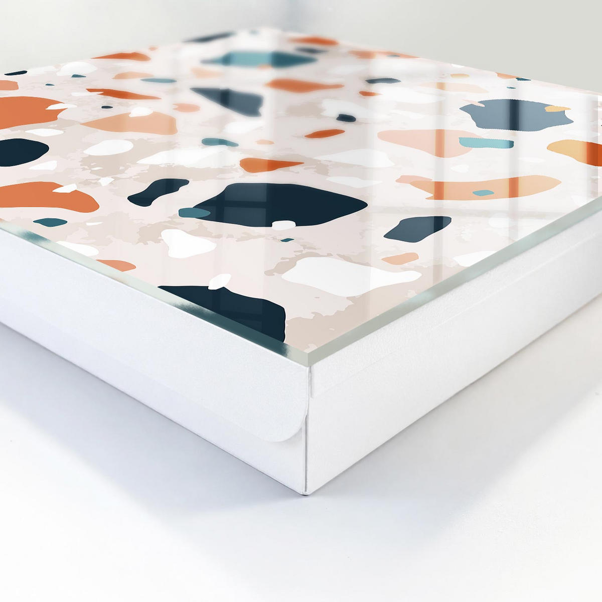 SCHLÜSSELBOX Weiß 30x30 cm – Türöffnung nach rechts - Farbenfrohes Chaos - Orange, Metall (30/30/5cm) - TULUP