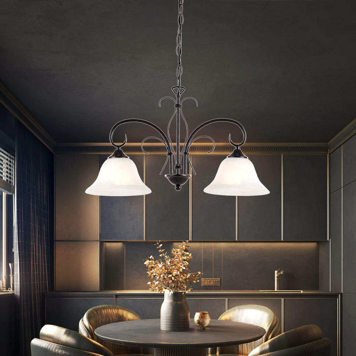 LED HÄNGELAMPE ARIES Rostfarben Braun - Braun, Glas (53.5/19/110cm)