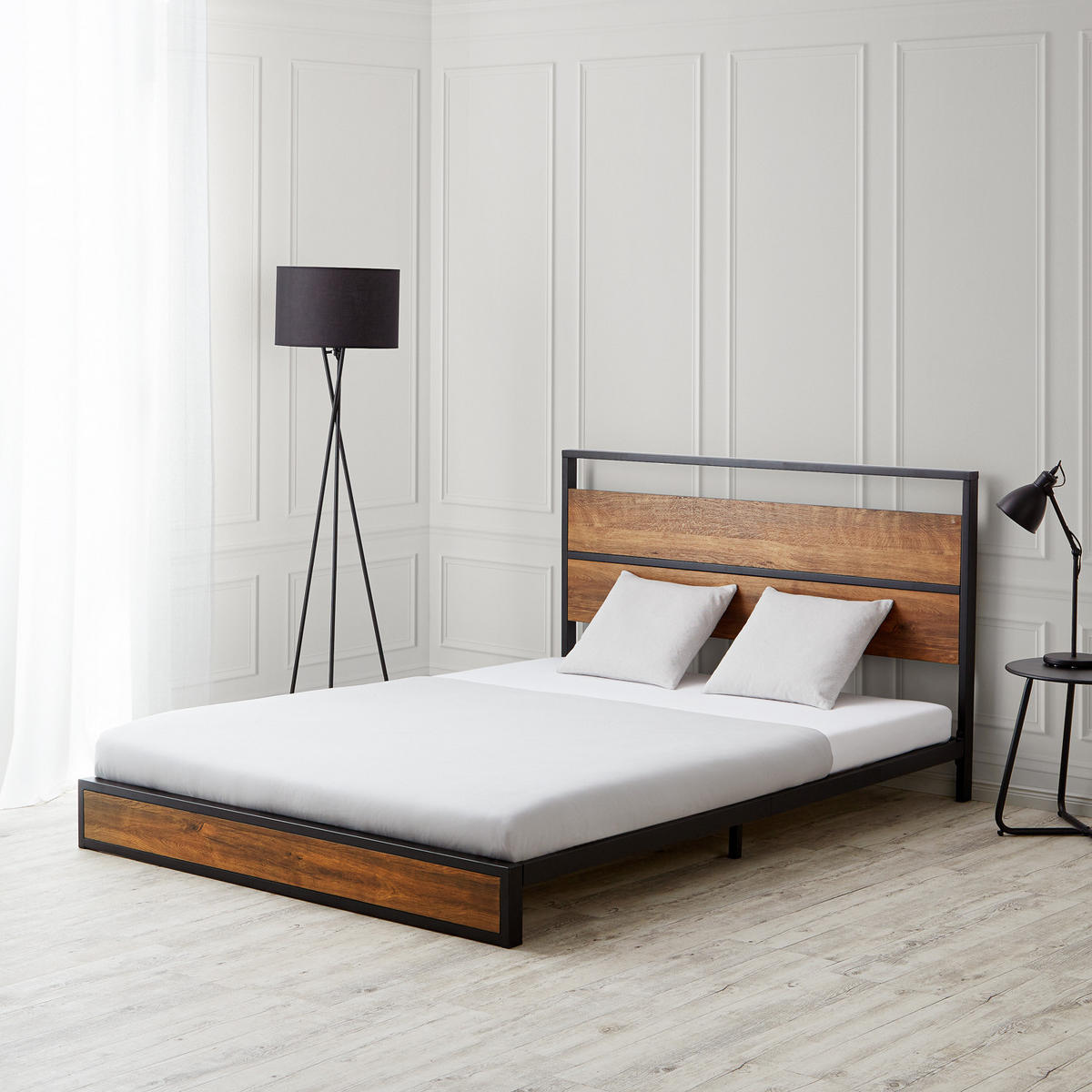METALLBETT 140/200 cm in Schwarz mit Lattenrost - Schwarz, Holz/Metall (140/200cm) - Homestyle4u