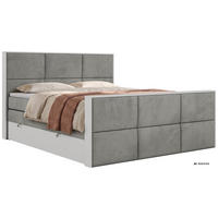 POSTEL BOXSPRING DELVIT KING DUO 140/200 - Světle šedá Samet - Topper Visco - H3 - černá/světle šedá, textil/plast (140/200cm) - MKS