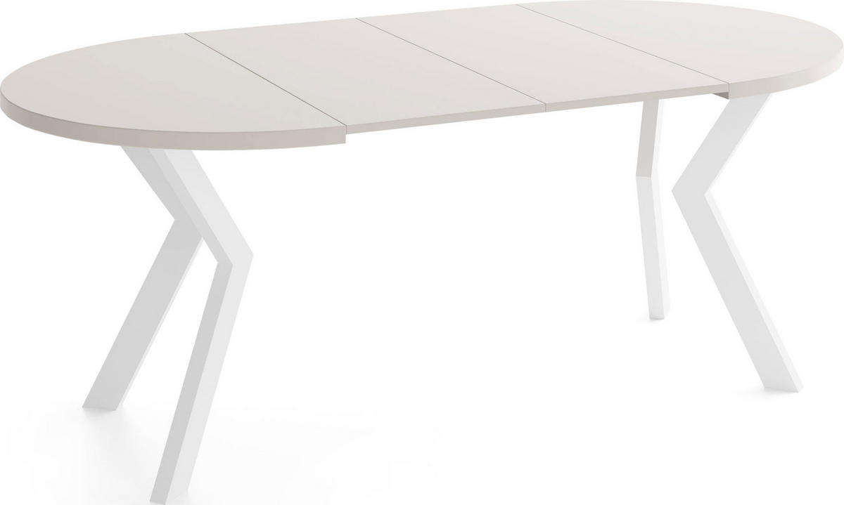 ESSTISCH Savio Weiß rund ausziehbar verlängerbar, Kaschmir 90-190/90/77 cm - Kaschmir/Beige, Holz/Holzwerkstoff (90/190/77cm) - WFL GROUP