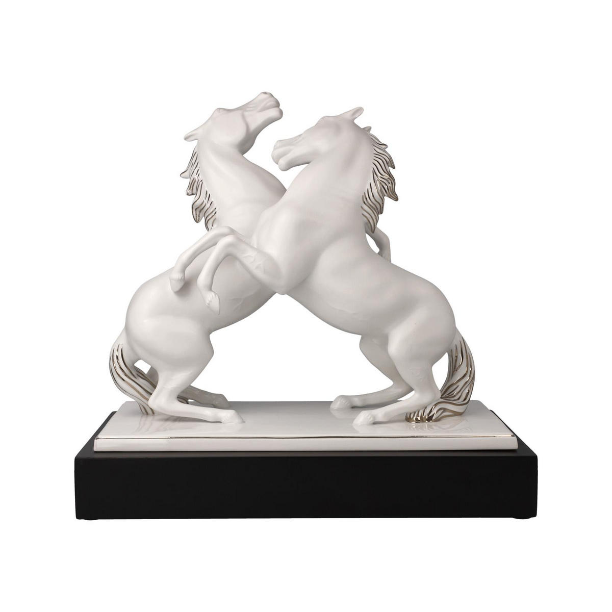 DEKOFIGUR PFERDE ARTISTE ER ALEGRIA Studio 8 Chevaux weiß-silber 32 cm - Silberfarben/Weiß, Keramik (16.5/29/32cm) - Goebel