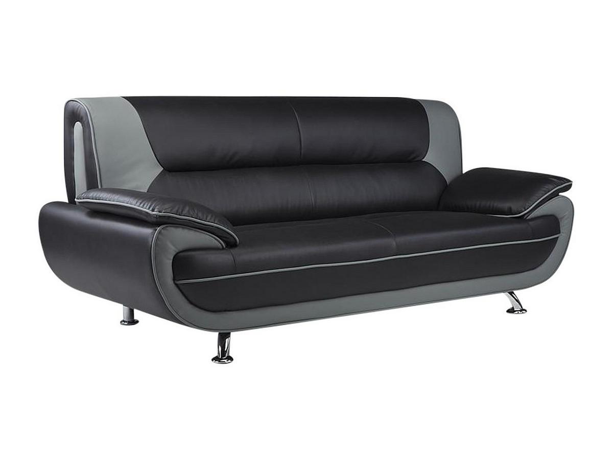 SOFA - 3 Personen - kunstleder - hellgrau Nigel - Hellgrau, Leder/Metall (209/91/89cm) - Vente-Unique