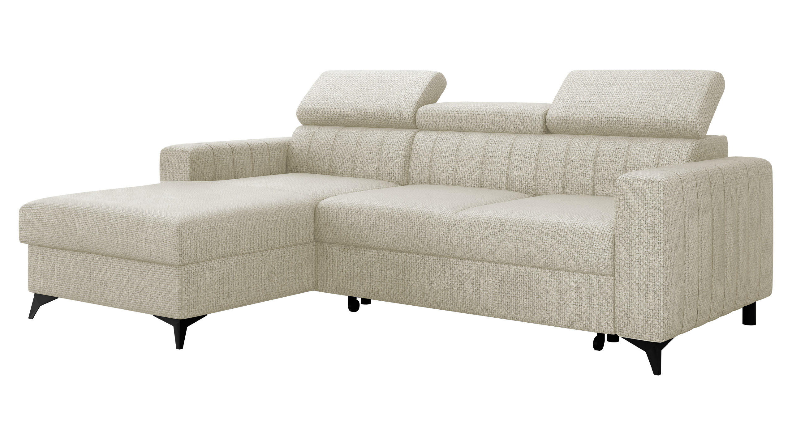 ECKSOFA Milano, Seite: Links LC+2R - Schwarz/Mokka, Holz/Textil (236/172cm) - MIRJAN24