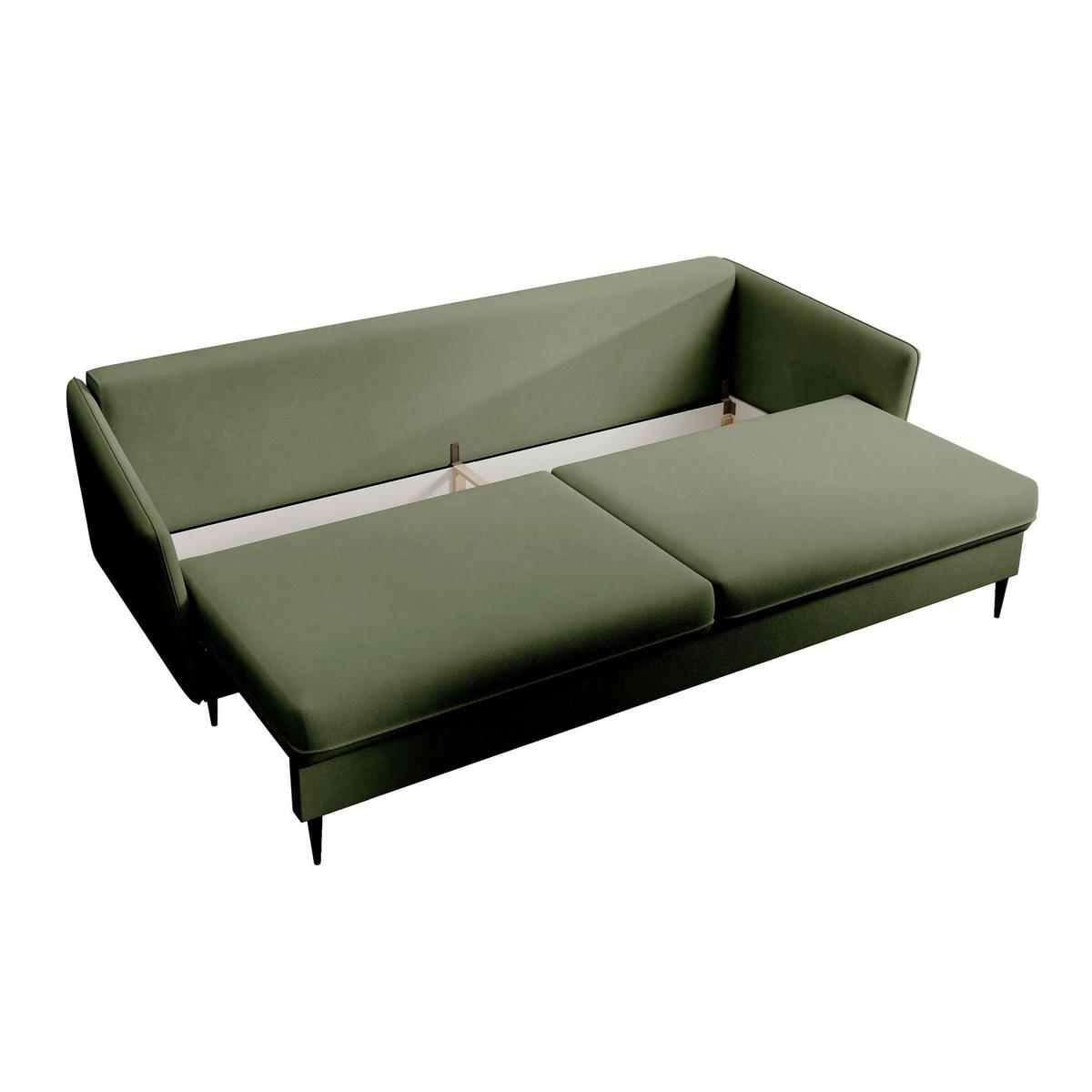 3-SITZER SCHLAFSOFA Volio Samt Olivgrün - Schwarz/Olivgrün, Textil/Metall (221/90/100cm) - Selsey