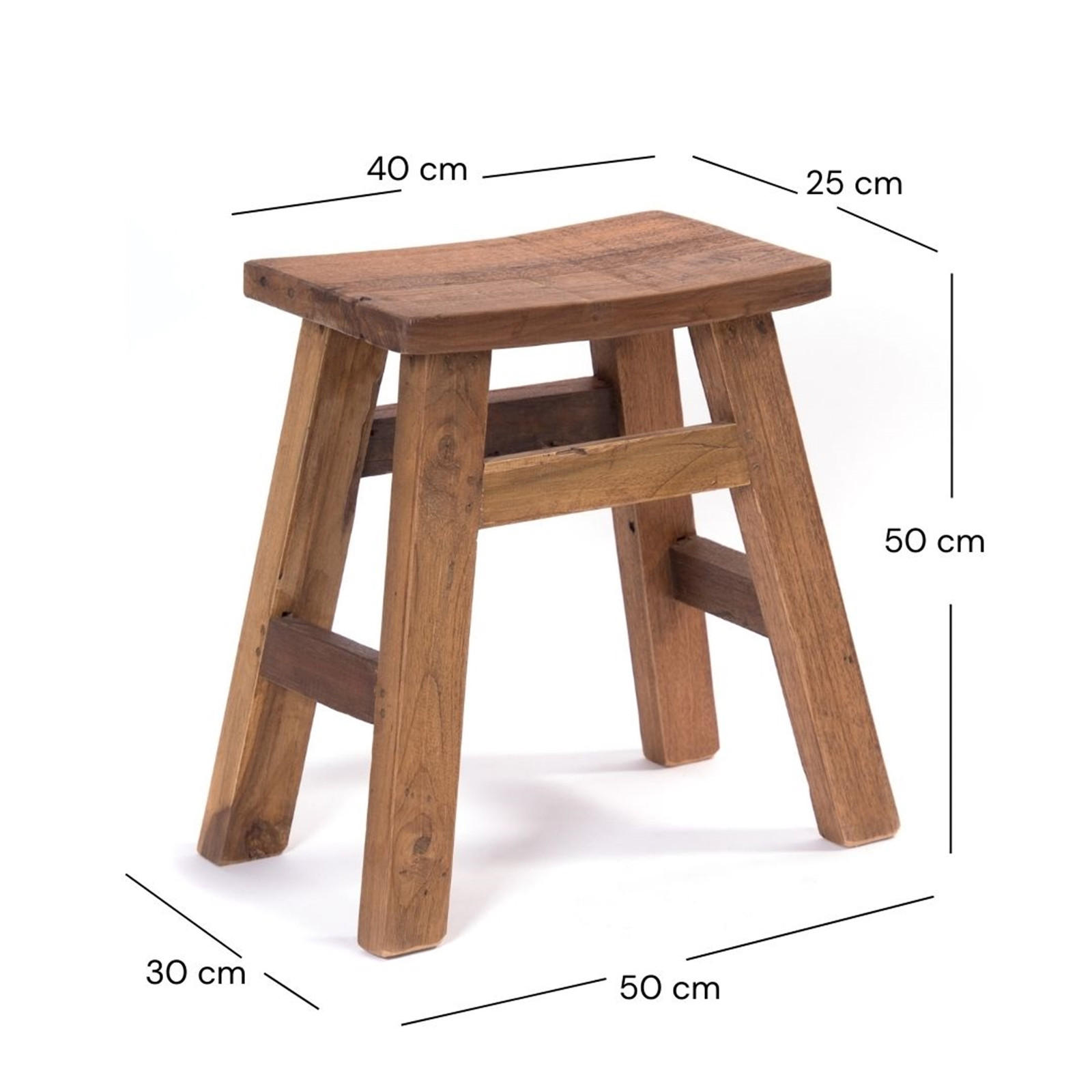 Thumbnail - Design Delights Hocker, Natur, Holz, 50x50x30 cm, Wohnzimmer, Hocker, Sitzhocker