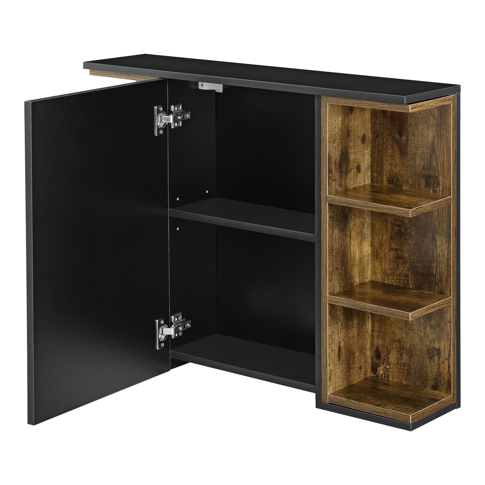 SPIEGELSCHRANK Harstad - Dunkelbraun, Holzwerkstoff (80/64/20cm) - [en.casa]