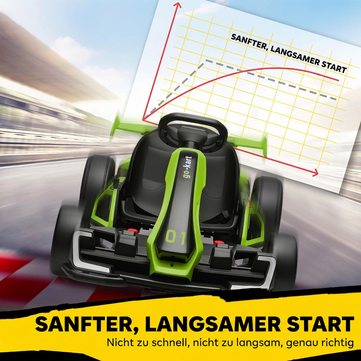 KINDER-DRIFT-KART Kunststoff Metall Grün - Grün, Kunststoff (120/76/53.5cm) - HOMCOM