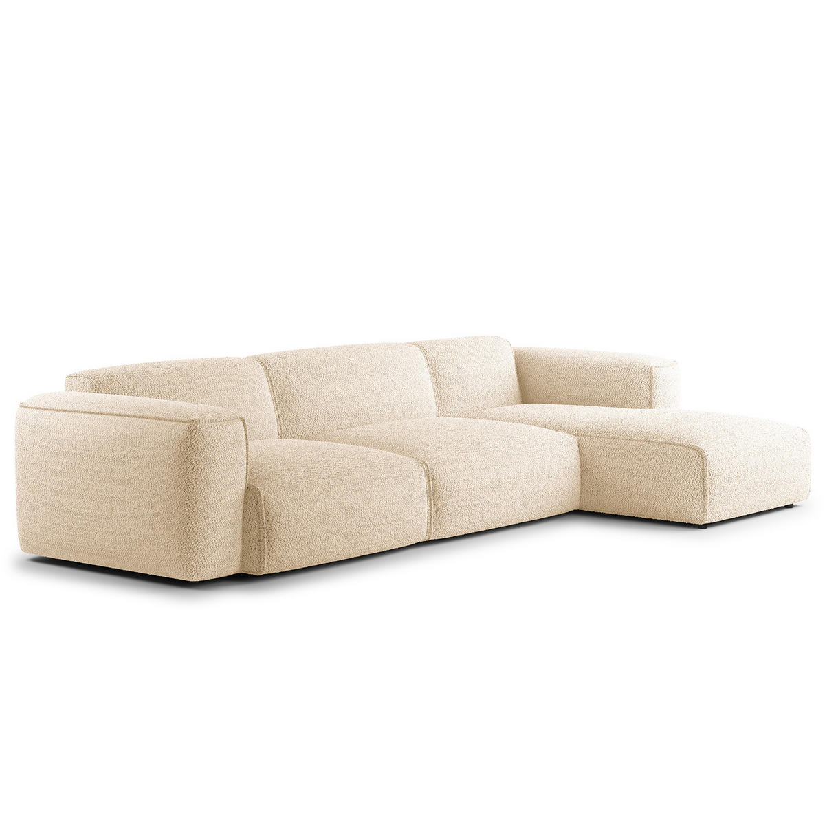 3-SITZER ECKSOFA mit Longchair - Beige/Schwarz, Kunststoff/Textil (317/173cm) - home24