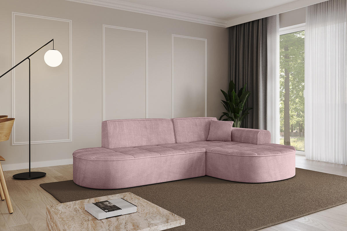 ECKSOFA Ottomane Rechts TARO-L1 - 243x171x79,5 cm Rosa - Rosa, Holzwerkstoff/Textil (243/171cm) - ALTDECOR