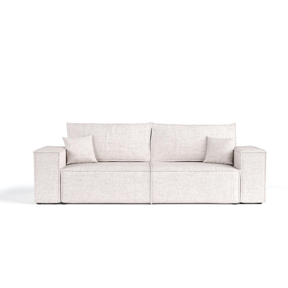 SOFA RESSO mit Schlaffunktion Hellbeige im Neve Stoff - Sandfarben/Schwarz, Holz/Holzwerkstoff (255/70/105cm) - AltaBeds