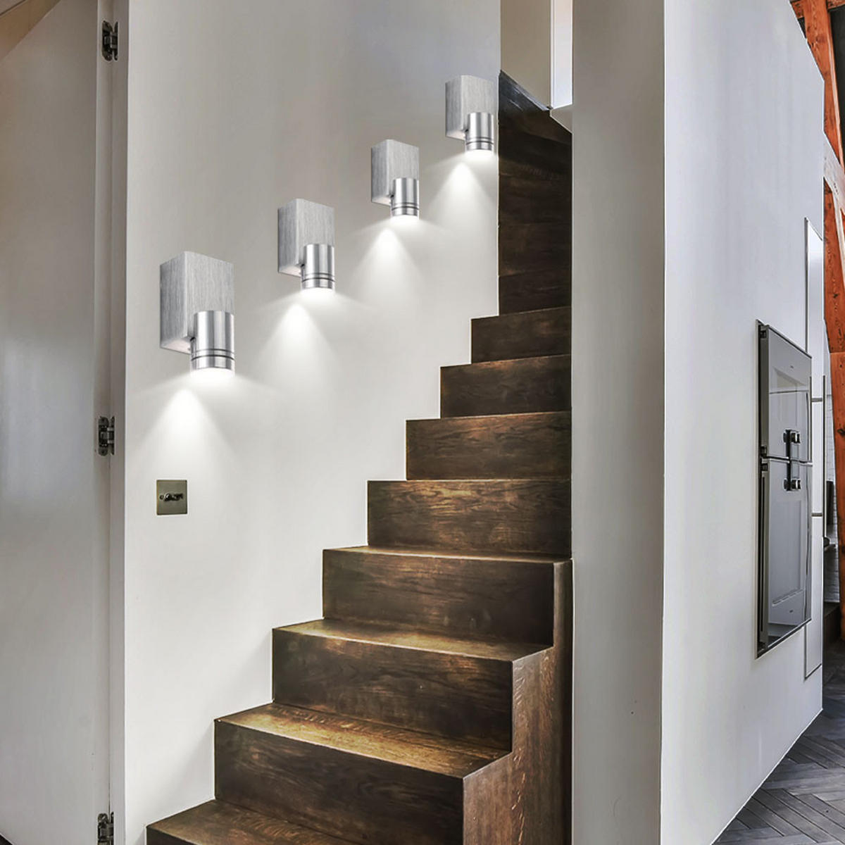 LED WANDLEUCHTE Gordon Aluminium Silber - Silberfarben, Metall (8.3/4.5/4cm) - Globo Lighting