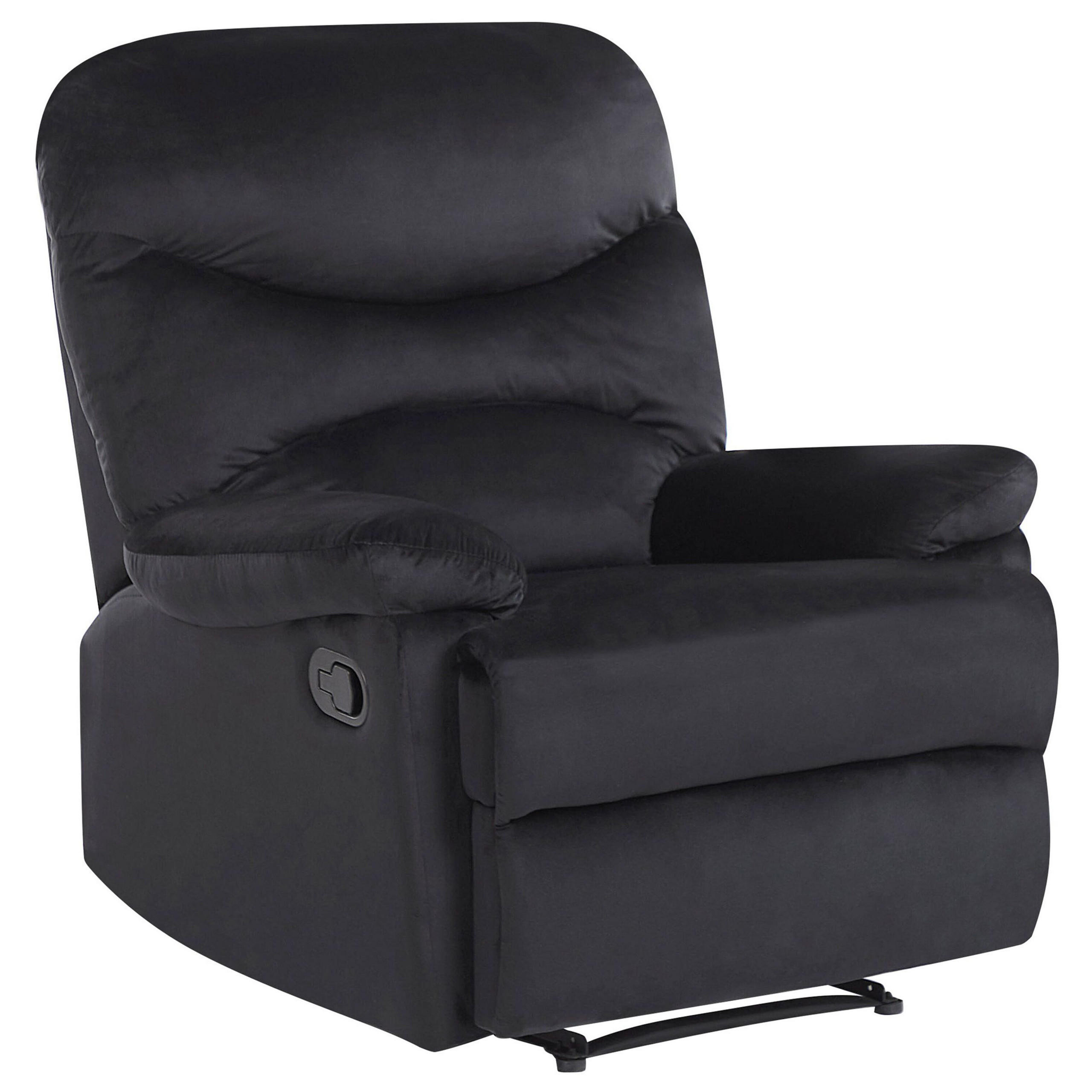 SESSEL Samtstoff schwarz verstellbar Eslov - Schwarz, Textil (85/103/90cm) - Beliani