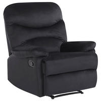 SESSEL Samtstoff schwarz verstellbar Eslov - Schwarz, Textil (85/103/90cm) - Beliani