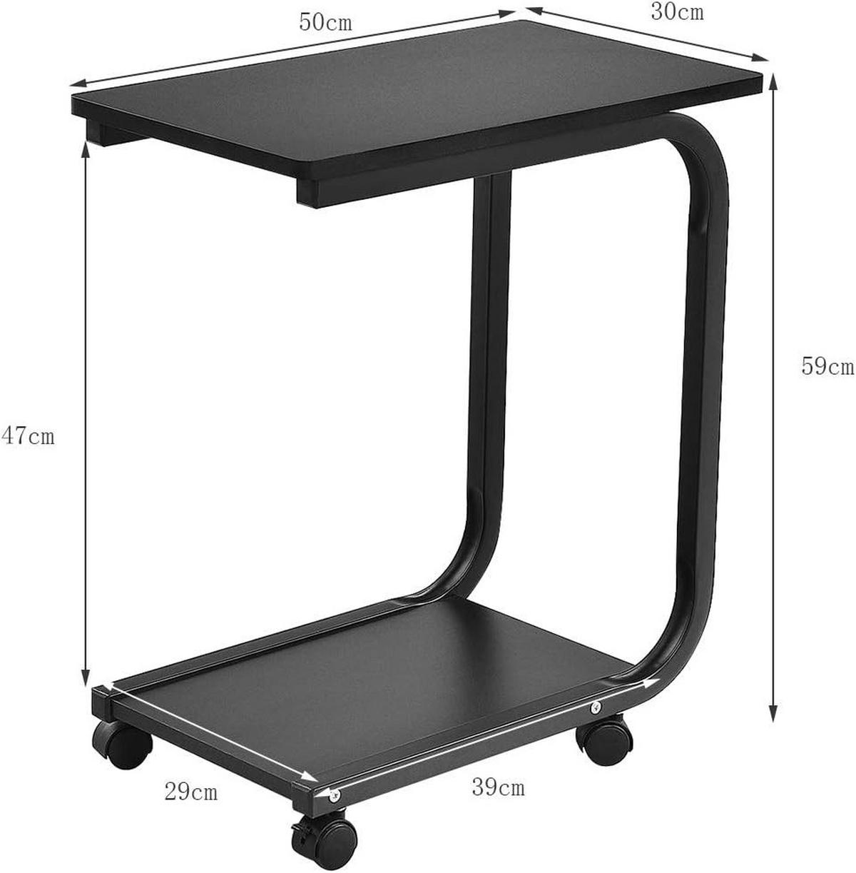 LAPTOPTISCH 59cm Schwarz - Schwarz, Metall (30/50/59cm) - COSTWAY