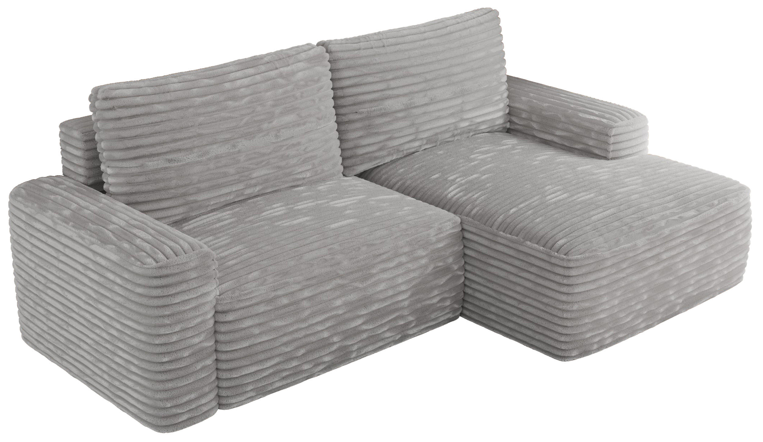 ECKSOFA BELLUNO L Grau Cord - Rechts - Schwarz/Grau, Textil (233/144cm) - MKS