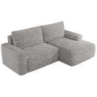 ECKSOFA BELLUNO L Grau Cord - Rechts - Schwarz/Grau, Textil (233/144cm) - MKS