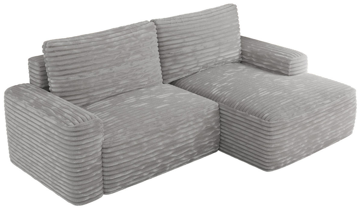ECKSOFA BELLUNO L Grau Cord - Rechts - Schwarz/Grau, Textil (233/144cm) - MKS