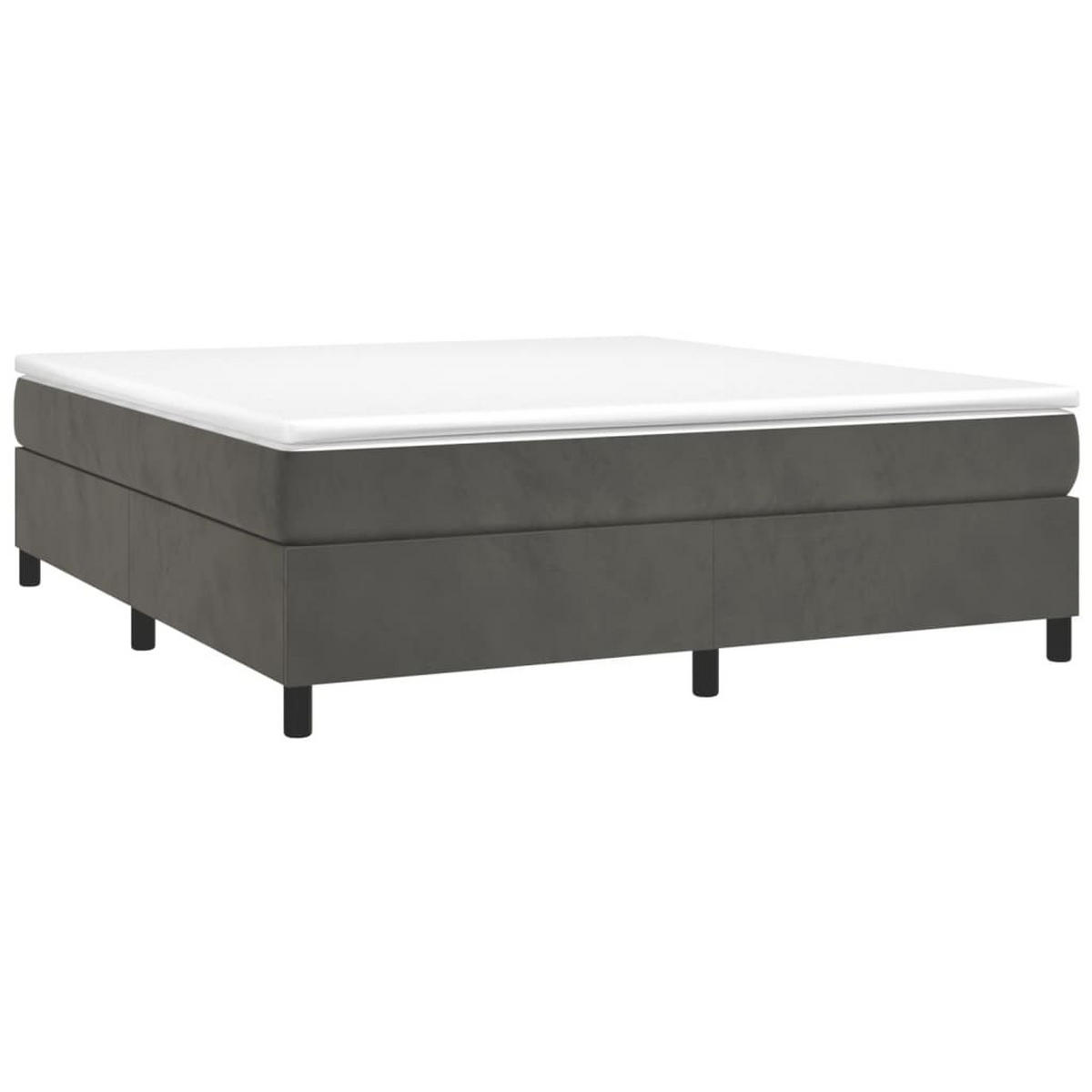 BOXBETTGESTELL Dunkelgrau 160/200 Cm Samt - Dunkelgrau, Textil (160/200cm) - vidaXL