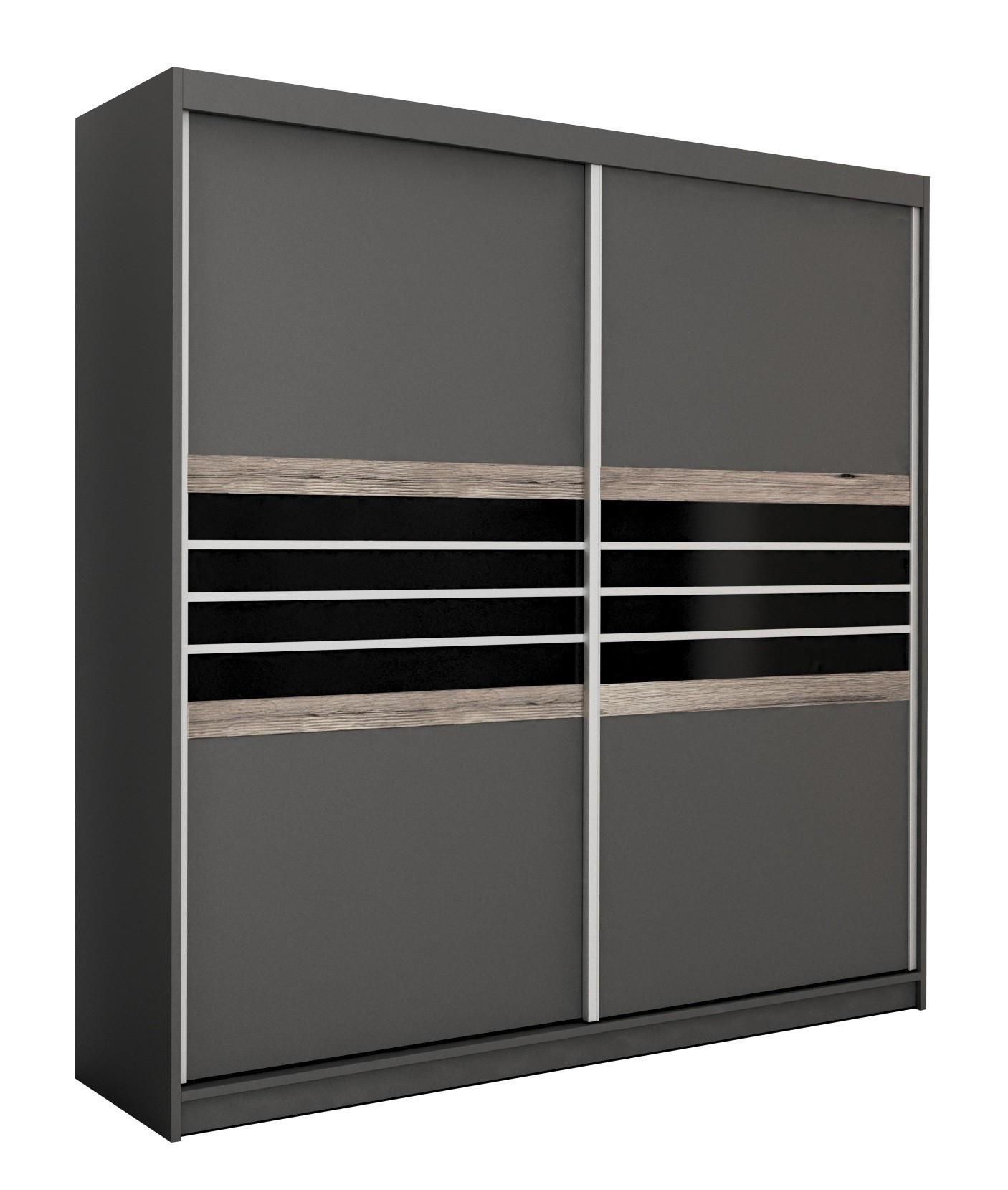 Masseno Schwebetürenschrank Braun 203x215x61 cm