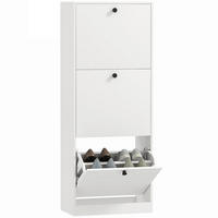 SCHUHSCHRANK mit 3 Klappen, 47 x 26 x 120 cm, Weiß - Weiß, Holzwerkstoff (47/120/26cm) - HOMCOM
