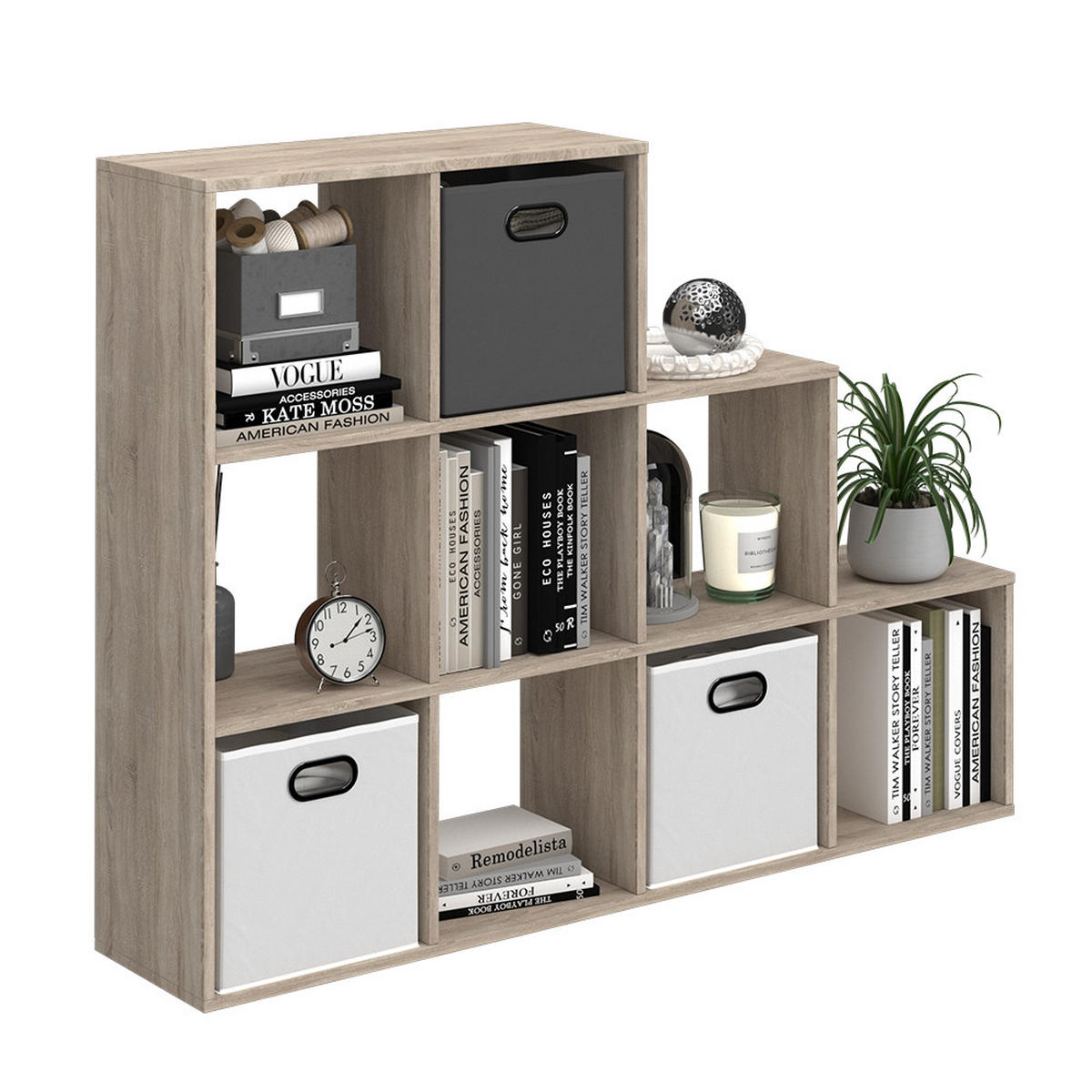 TREPPENREGAL Sonoma 142.4 x 107.8 cm - Sonoma Eiche, Holzwerkstoff (142.4/107.8/29cm) - Vicco