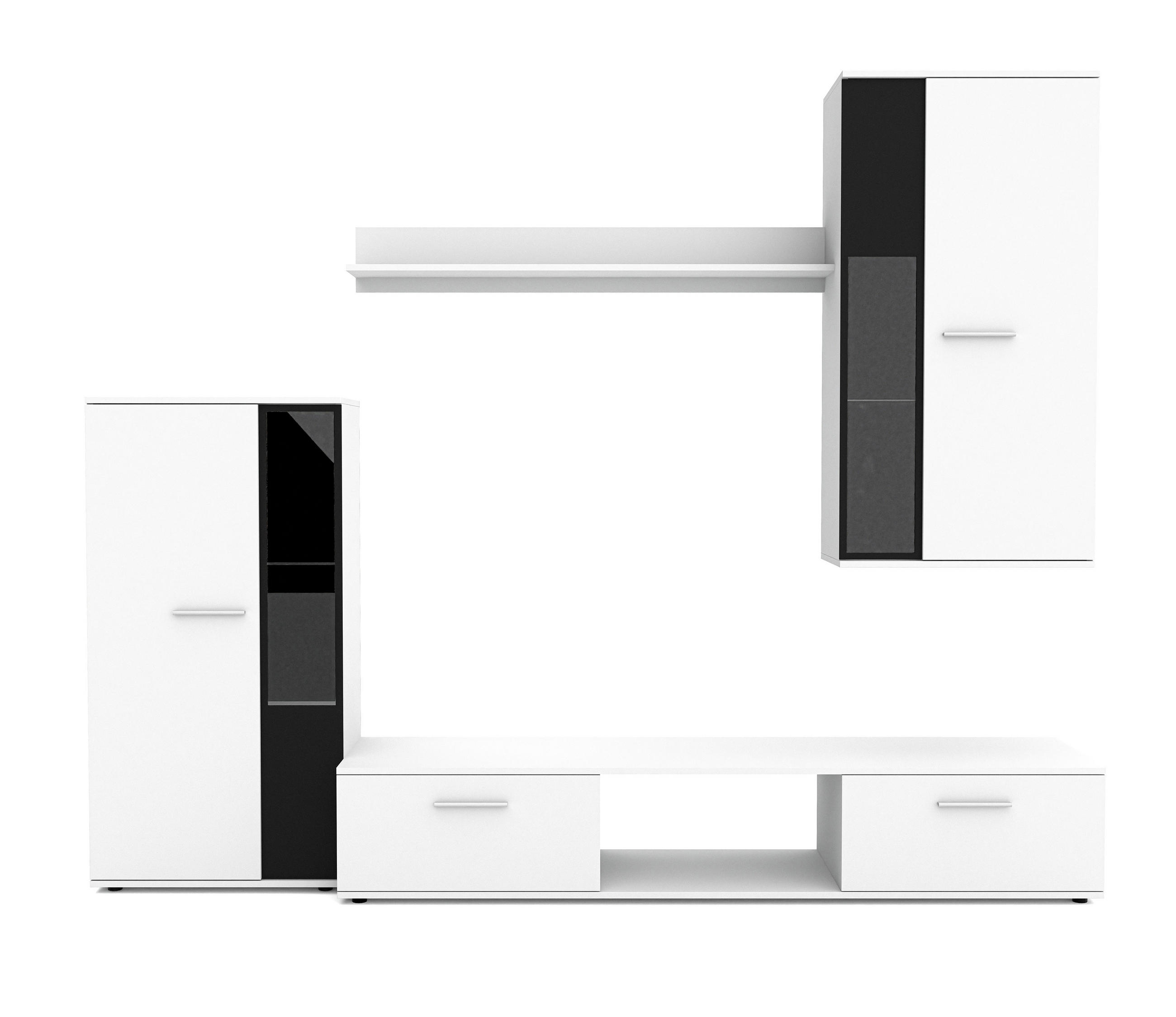 WOHNWAND Formilo Weiß 294/180/40 cm Hochwertige TV Wohnwand - Weiß, Holzwerkstoff/Kunststoff (294/180/40cm) - AX Living