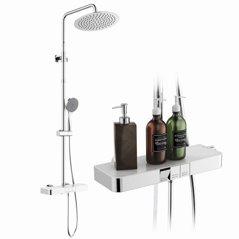 DUSCHSYSTEM Thermostat Chrom 12 Zoll Regendusche - Chromfarben, Metall (33.5/17.5/44cm) - HOMELODY