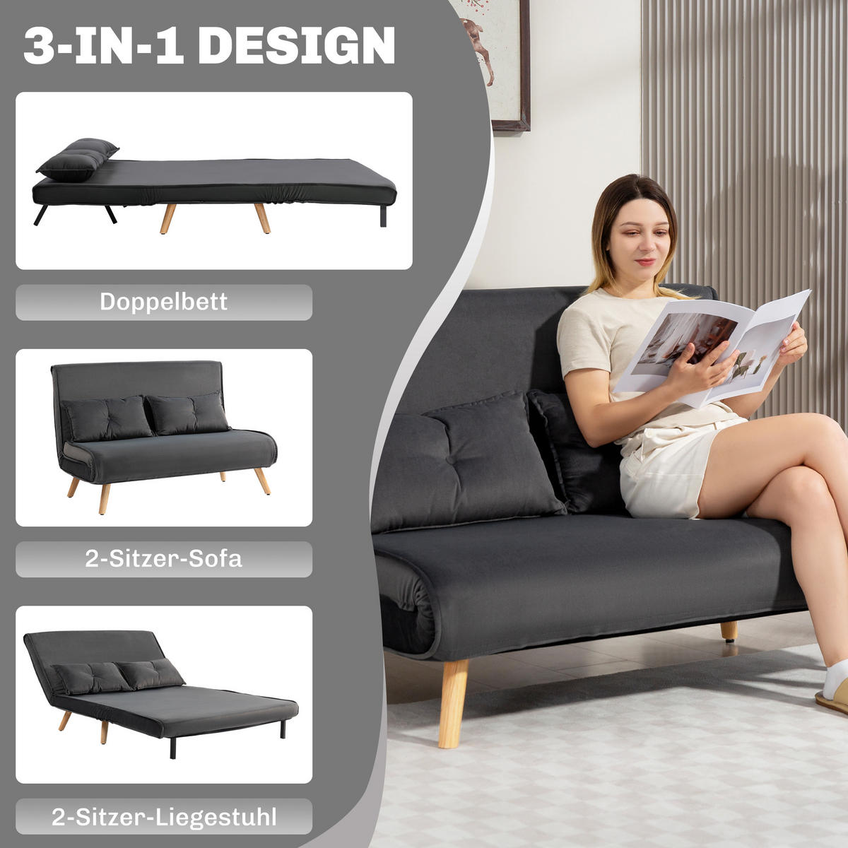 2-SITZER Sofa Dunkelgrau 120.0/75.0/87.0 cm - Dunkelgrau, Textil (75/87/120cm)