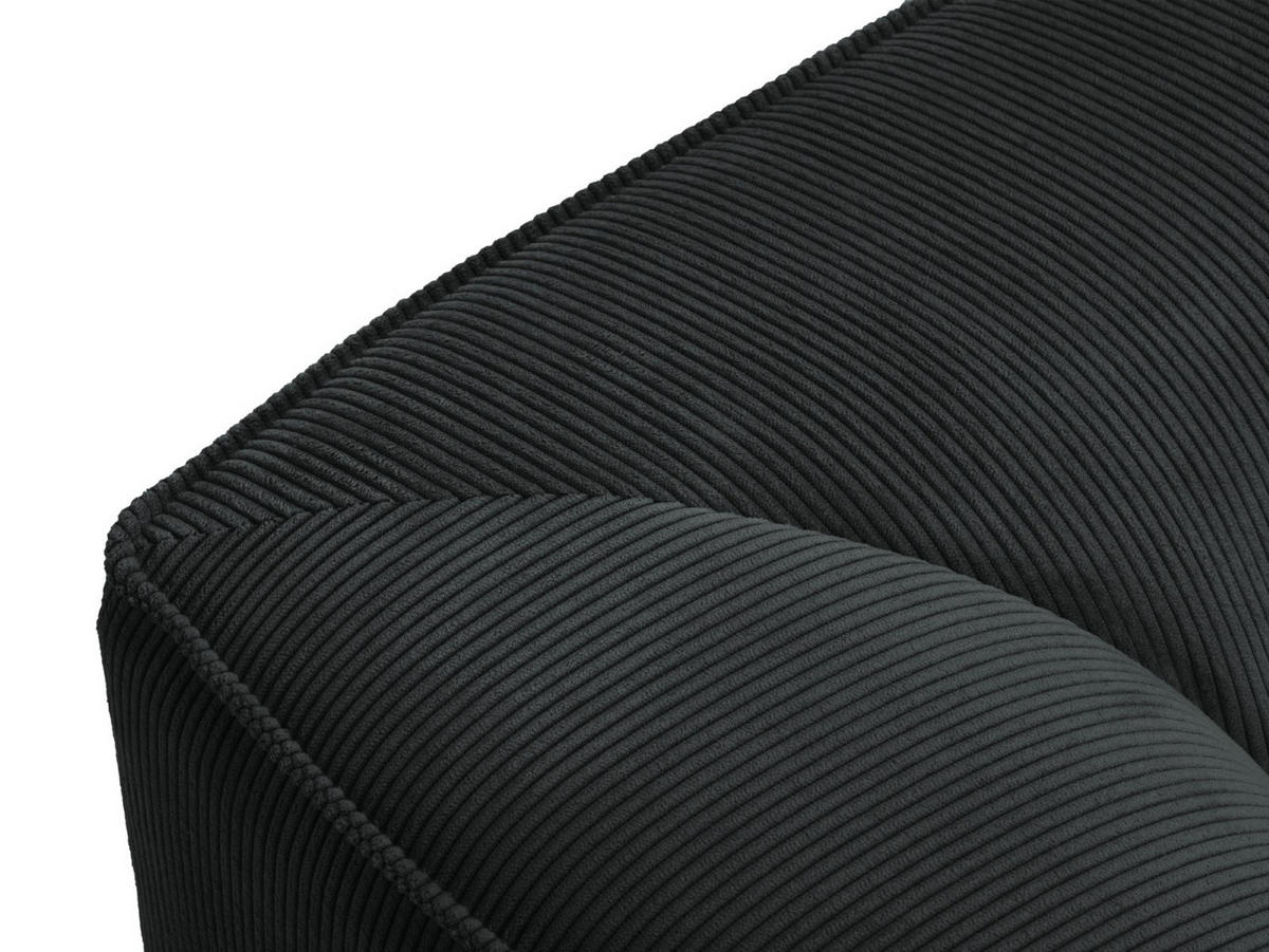 PANORAMASOFA links Ruby aus Cord schwarz 7 Sitzplätze - Schwarz, Textil (273/69/366cm) - Micadoni