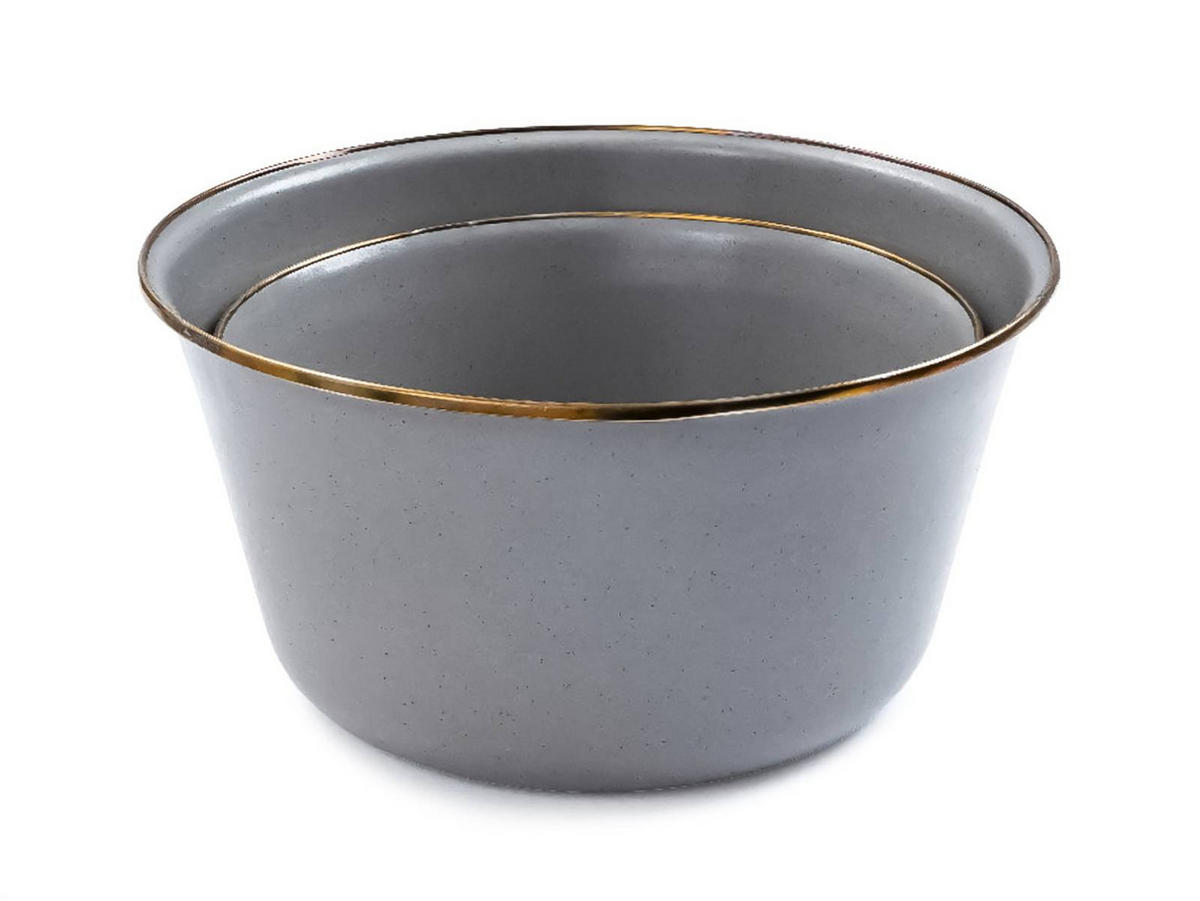 RÜHRSCHÜSSEL Emaille 2er Set Mixing Bowl slate grey - Grau, Metall (26/15cm) - BAREBONES