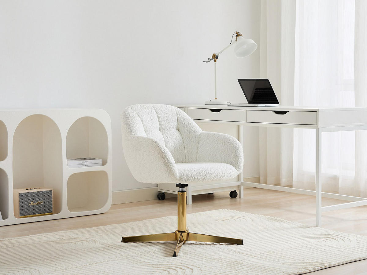 BÜROSTUHL - 59.5 cm x 61 cm - stoff - weiß Lanciega - Weiß, Textil (59.5/79/61cm) - Vente-Unique