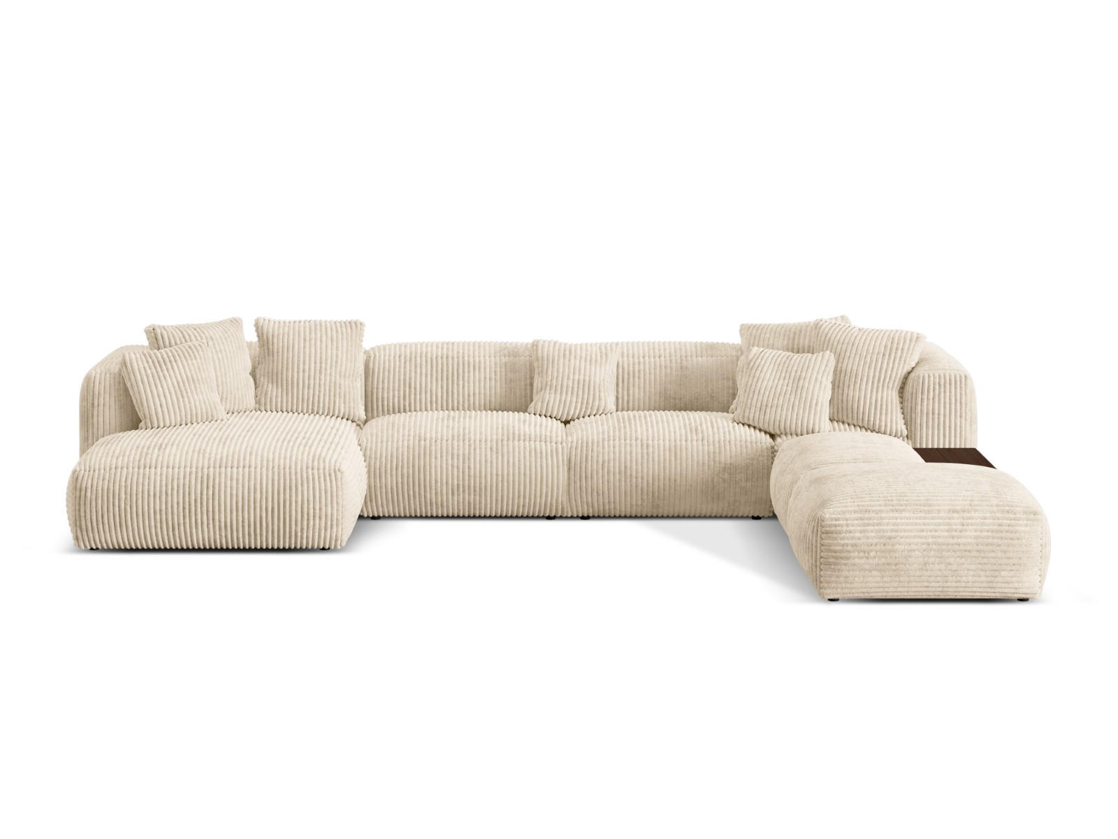 PANORAMASOFA modular rechts Martina aus Cord leichtes beige 5 Sitzplätze - Creme, Textil (406/75/280cm) - Micadoni