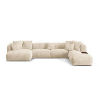 PANORAMASOFA modular rechts Martina aus Cord leichtes beige 5 Sitzplätze - Creme, Textil (406/75/280cm) - Micadoni