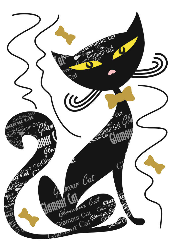 WANDTATTOO Katze 65 x 42.5 cm - Schwarz, Papier (65/42.5/42.5cm) - Sanders & Sanders