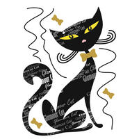 WANDTATTOO Katze 65 x 42.5 cm - Schwarz, Papier (65/42.5/42.5cm) - Sanders & Sanders