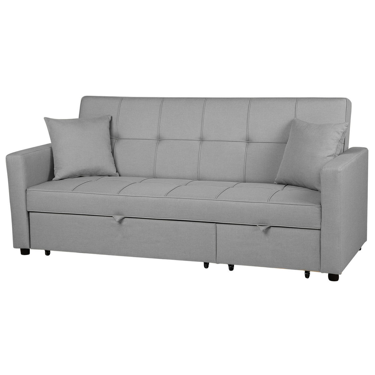 3-SITZER-SCHLAFSOFA Polyester Grau Glomma - Hellgrau, Textil (207/95/87cm) - Beliani