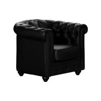 SESSEL - Kunstleder - Schwarz - CHESTERFIELD - Schwarz, Leder (78/72/82cm) - Vente-Unique