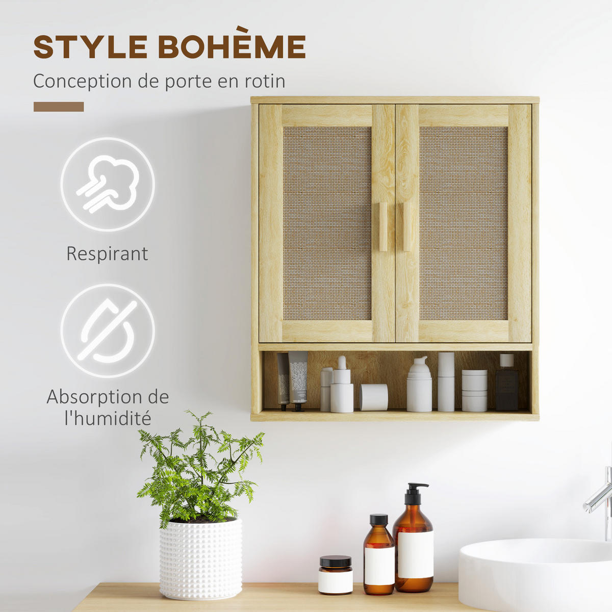 HÄNGESCHRANK Eiche 1 Stück - Beige, Kunststoff (59/66.5/20cm) - GiPP