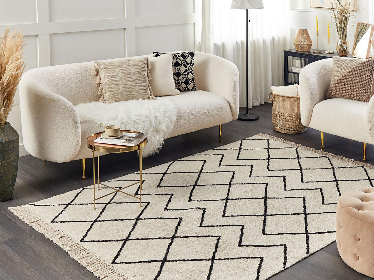 KURZFLOR-TEPPICH Eldes 230/160 cm - Beige, Textil (160/230cm) - Beliani