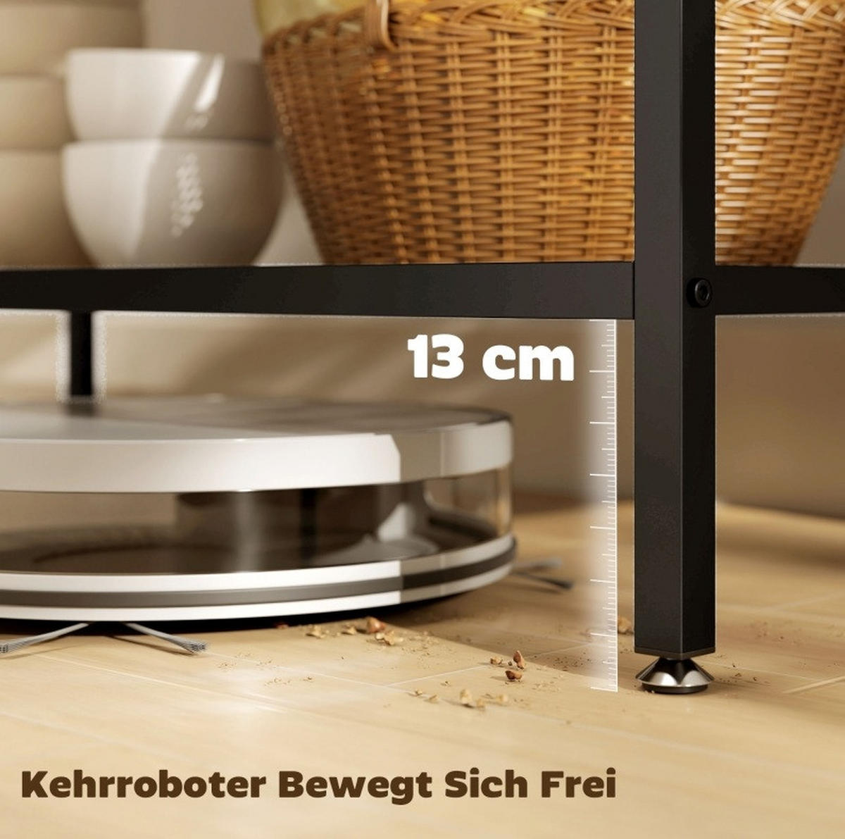 STANDREGAL Küchenregal 100/50/90 cm mit 3 Ebenen in Rustikalbraun und Schwarz - Braun, Holz (100/90/50cm) - BEAOK