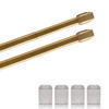 GARDINENSTANGE 2er-Pack Gold Messing glänzend 110-150 cm + 4 Selbstklebehaken - Goldfarben, Metall (1/100cm)