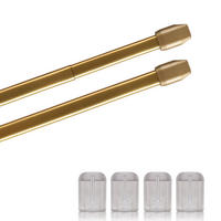 GARDINENSTANGE 2er-Pack Gold Messing glänzend 110-150 cm + 4 Selbstklebehaken - Goldfarben, Metall (1/100cm)