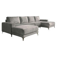 ECKSOFA VALTOR 320 cm x 185 cm – Stoff: VELUTTO Silber 15 Farbe: Grau - Grau, Textil (320/185cm) - A&J MöbelLand