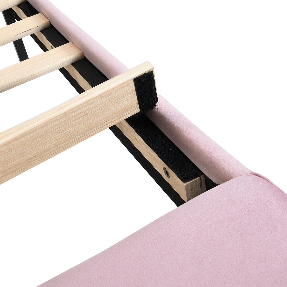 POLSTERBETT 90/200 cm in Rosa mit Bettbank und Antikollisionskanten Samt - Rosa, Holzwerkstoff/Textil (90/200cm) - STILVORA