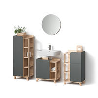 BADMÖBEL-SET Marano Anthrazit 4 Teile - Anthrazit/Sonoma Eiche, Holzwerkstoff (35/65/60cm) - Livinity®
